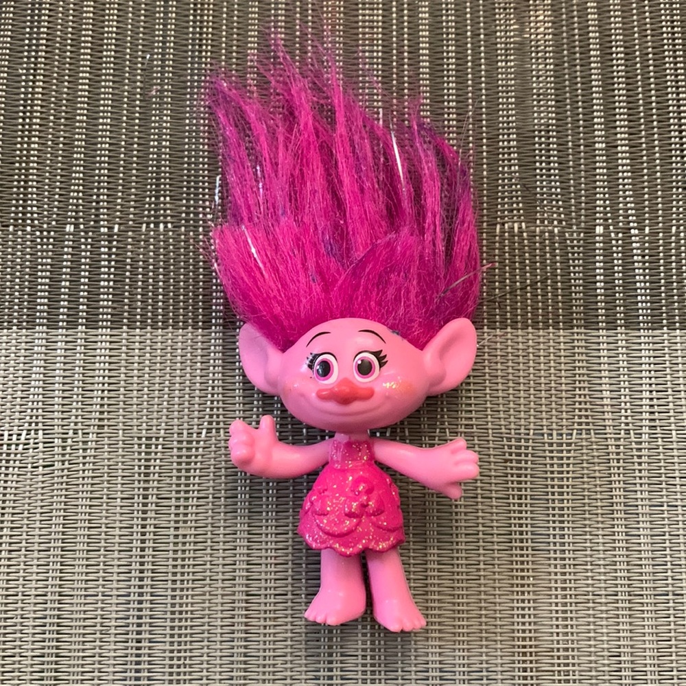 Mini Hasbro Pink Glitter Poppy Troll Figure Doll Poppie DreamWorks 2015